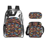 TTIGLHOH I Love My Dog Dachshunds Printed 3-Piece Clear Bag Set for Kids, Transparent Bookbag with Insulated Lunch Tote Included