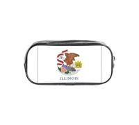 TTIGLHOH Illinois State Flag Printed Transparent Pen Case, Waterproof Cosmetic Organizer, Portable Carryall for Art Tools