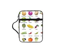 TTIGLHOH Introduction of Various Vegetables Printed Bible Storage Bag, Water Resistant Oxford Cloth Carrier, Church Study Organizer Case