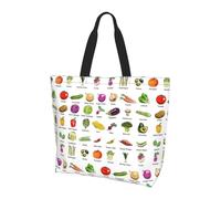 TTIGLHOH Introduction Of Various Vegetables Printed Women'S Tote Bag, Reusable Shoulder Bag, Large Handbags For Work, School, Shopping, And Outdoor Activities