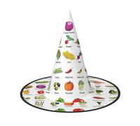 TTIGLHOH Introduction Of Various Vegetables Printing 1 Pieces Halloween Witch Hat Carnivals Lightweight Foldable Ideal For Cosplay