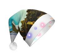 TTIGLHOH Island Of Cuba Santa Hat For Christmas Costume Headwear Cap With Led Light For Adults,Santa Claus Hat For Party