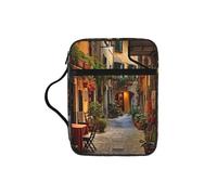 TTIGLHOH Italian Old Street Printed Bible Storage Bag, Water Resistant Oxford Cloth Carrier, Church Study Organizer Case