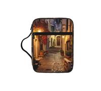 TTIGLHOH Italian Old Street Printed Bible Storage Bag, Water Resistant Oxford Cloth Carrier, Church Study Organizer Case