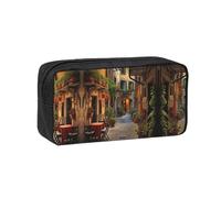 TTIGLHOH Italian Old Street Printed Wide-Open Pen Bag, Soft Fabric High Capacity Case, Aesthetic Stationery for School Use