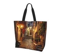 TTIGLHOH Italian Old Street Printed Women'S Tote Bag, Reusable Shoulder Bag, Large Handbags For Work, School, Shopping, And Outdoor Activities