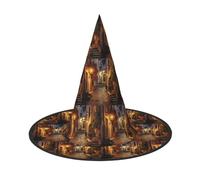 TTIGLHOH Italian Old Street Printing 1 Pieces Halloween Witch Hat Carnivals Lightweight Foldable Ideal For Cosplay