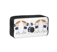 TTIGLHOH Jazz Drum Printed Wide-Open Pen Bag, Soft Fabric High Capacity Case, Aesthetic Stationery for School Use