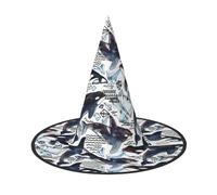 TTIGLHOH Killer Whale Printing 1 Pieces Halloween Witch Hat Carnivals Lightweight Foldable Ideal For Cosplay