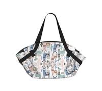 TTIGLHOH Llama Alpaca Cactus Printed Round Beach Blanket Folds Into Tote Bag, Tear-Resistant 94cm Mat, Camping Festival
