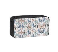 TTIGLHOH Llama Alpaca Cactus Printed Wide-Open Pen Bag, Soft Fabric High Capacity Case, Aesthetic Stationery for School Use