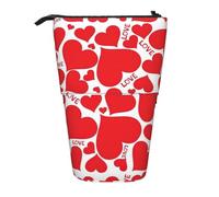 TTIGLHOH Love Heart Standing Pencil Case for Girls Boys,Telescopic Pen Pouch for Kids Big Capacity for School
