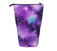 TTIGLHOH Magic Galaxy Sky Purple Standing Pencil Case for Girls Boys,Telescopic Pen Pouch for Kids Big Capacity for School
