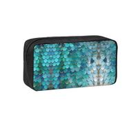 TTIGLHOH Mermaid Scale Printed Wide-Open Pen Bag, Soft Fabric High Capacity Case, Aesthetic Stationery for School Use