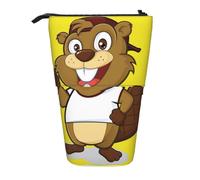 TTIGLHOH Naughty Beaver Standing Pencil Case for Girls Boys,Telescopic Pen Pouch for Kids Big Capacity for School