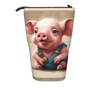 TTIGLHOH Naughty Pig Baby Standing Pencil Case for Girls Boys,Telescopic Pen Pouch for Kids Big Capacity for School
