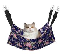 TTIGLHOH Navy Blue Base Floral Pet Hammock Cats Ferret Hammock Soft Bed Suitable For Pet Guinea Pig Hamster Kitten