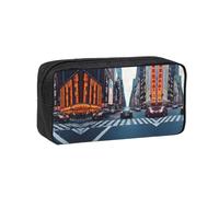 TTIGLHOH New York City Printed Wide-Open Pen Bag, Soft Fabric High Capacity Case, Aesthetic Stationery for School Use