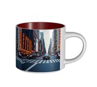 TTIGLHOH New York City Printing Drinking Cups Large-Capacity Ceramic Mugs Suitable for Cafes Sturdy Build Non-Slip Bottom