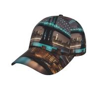 TTIGLHOH New York Manhattan Bridge Night Print Stylish Baseball Cap Printed Curved Peak Polyester Twill Adjustable Unisex Holiday Headgear Black