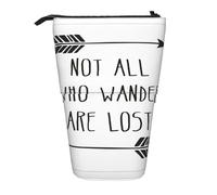 TTIGLHOH Not All Who Wander are Lost Standing Pencil Case for Girls Boys,Telescopic Pen Pouch for Kids Big Capacity for School