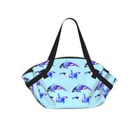 TTIGLHOH Orca Killer Whale Printed Round Beach Blanket Folds Into Tote Bag, Tear-Resistant 94cm Mat, Camping Festival