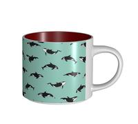 TTIGLHOH Pacific Ocean Whale Printing Drinking Cups Large-Capacity Ceramic Mugs Suitable for Cafes Sturdy Build Non-Slip Bottom
