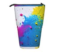 TTIGLHOH Paint Splatter Backdrop Standing Pencil Case for Girls Boys,Telescopic Pen Pouch for Kids Big Capacity for School