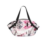 TTIGLHOH Paris Eiffel Tower France Printed Round Beach Blanket Folds Into Tote Bag, Tear-Resistant 94cm Mat, Camping Festival