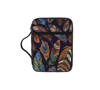 TTIGLHOH Peacock Feather Printed Bible Storage Bag, Water Resistant Oxford Cloth Carrier, Church Study Organizer Case