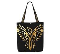 TTIGLHOH Phoenix Reusable Canvas Shopping Bag, Medium Tote With Snap Closure Daily Use, Work, Shopping