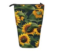 TTIGLHOH Plants Theme Sunflower Standing Pencil Case for Girls Boys,Telescopic Pen Pouch for Kids Big Capacity for School