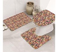 TTIGLHOH Popcorn Print Printing Non Slip Flannel 31.5x20in Mats For Ba Durable Floor Rugs 3 Piece Bathroom Rugs Set