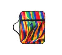 TTIGLHOH Rainbow Color Stripe Printed Bible Storage Bag, Water Resistant Oxford Cloth Carrier, Church Study Organizer Case