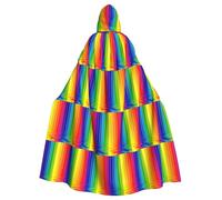 TTIGLHOH Rainbow Striped Printing Large Hooded Cloak Adult Halloween Hooded 57.8 Inches Long Ideal For Wizard Robe