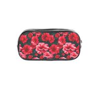 TTIGLHOH Red Pink Flowers Printed Transparent Pen Case, Waterproof Cosmetic Organizer, Portable Carryall for Art Tools