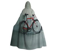 TTIGLHOH Retro Bicycle Pattern Long Cape With Hood,Adult Gothic Robe,For Masquerade Ball Medieval Larp Costume Wear