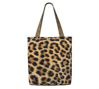 TTIGLHOH Rough Leopard Print Reusable Canvas Shopping Bag, Medium Tote With Snap Closure Daily Use, Work, Shopping