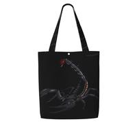 TTIGLHOH Scorpion Reusable Canvas Shopping Bag, Medium Tote With Snap Closure Daily Use, Work, Shopping