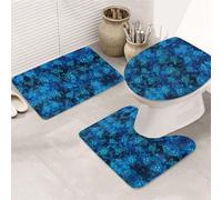 TTIGLHOH Sea Turtle-Blue Printing Non Slip Flannel 31.5x20in Mats For Ba Durable Floor Rugs 3 Piece Bathroom Rugs Set