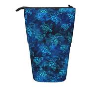TTIGLHOH Sea Turtle-Blue Standing Pencil Case for Girls Boys,Telescopic Pen Pouch for Kids Big Capacity for School