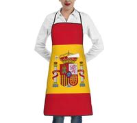 TTIGLHOH Spanish Flag Print Christmas Cooking Aprons For Adult, Unisex Baking Aprons With Big Pocket And Long Tie For Kitchen Bbq Drawing