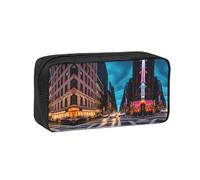 TTIGLHOH Streets of New York City Printed Wide-Open Pen Bag, Soft Fabric High Capacity Case, Aesthetic Stationery for School Use