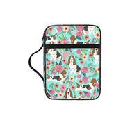 TTIGLHOH Sweet Basset Hound Florals Printed Bible Storage Bag, Water Resistant Oxford Cloth Carrier, Church Study Organizer Case