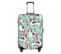 TTIGLHOH Sweet Basset Hound Florals Printing Travel Ready Scratch Protection Excludes Suitcase Cover Prevents Luggage Mix Up