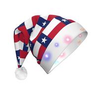 TTIGLHOH Texas State Flag Santa Hat For Christmas Costume Headwear Cap With Led Light For Adults,Santa Claus Hat For Party