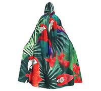 TTIGLHOH Tropical Flower Parrot Long Cape With Hood,Adult Gothic Robe,For Masquerade Ball Medieval Larp Costume Wear
