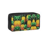TTIGLHOH Tropical Fruit Pineapples Printed Wide-Open Pen Bag, Soft Fabric High Capacity Case, Aesthetic Stationery for School Use