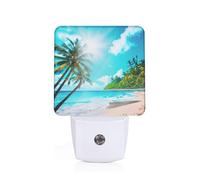 TTIGLHOH Tropical Ocean Beach Theme Led Night Light Plug Into Wall, Fashion Printed Nightlight with Dusk to Dawn Sensor for Hallway Room Stairway