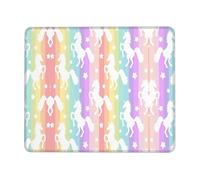 TTIGLHOH Unicorns On Colorful Stripes Thick Desk Pad Mouse Mat With Lock Stitch Edge, Stable Non-Slip Surface For Computer Use
